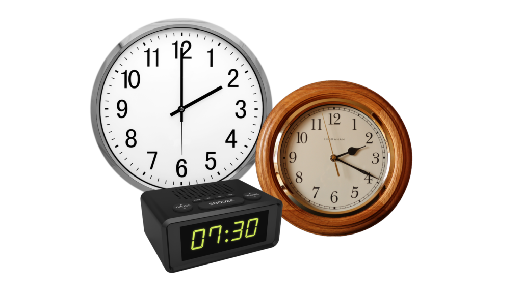 Clocks that are elderly-friendly, with large numbers and high contrast.