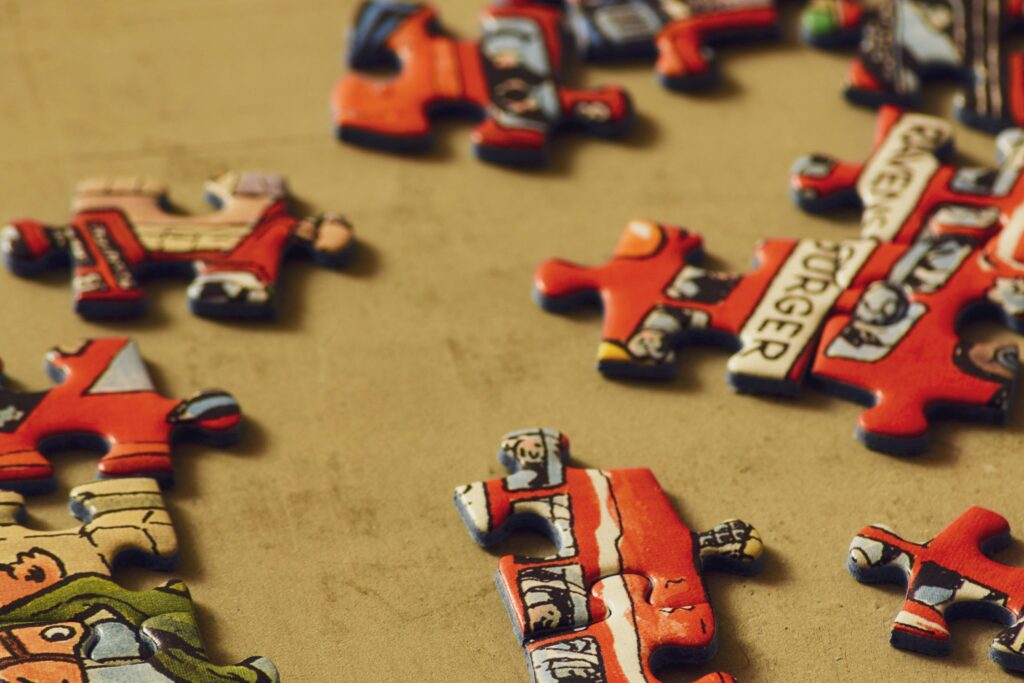 Close up of jigsaw puzzle for children