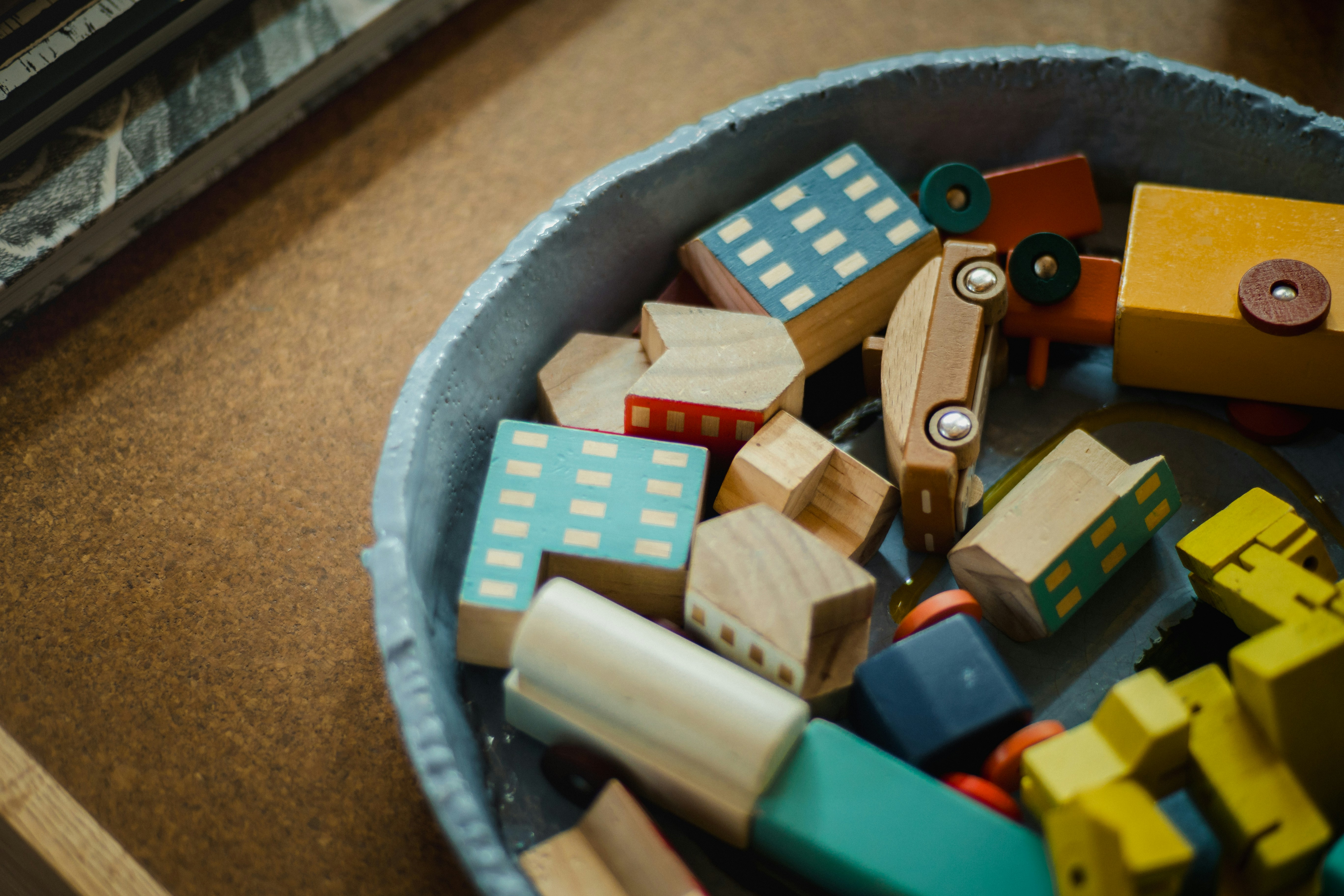 Image showing wooden blocks and wooden vehicle toys